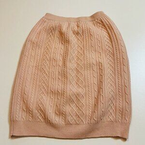 Vintage Talbots 100% Wool Cable Knit Baby Pink Skirt Pencil Winter Small Lined